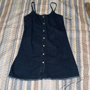 Women's Navy Blue Denim Button-Down Top